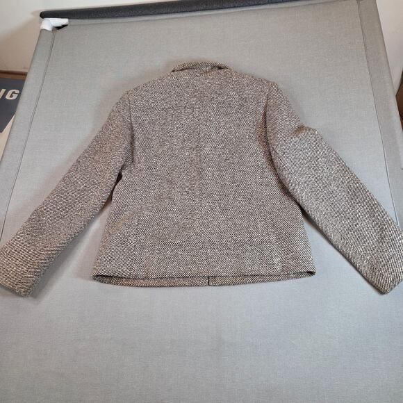 Vintage 90s Talbots Wool Silk Linen Tweed Jacket Brown Zip Front Women’s 6 - Picture 2 of 13